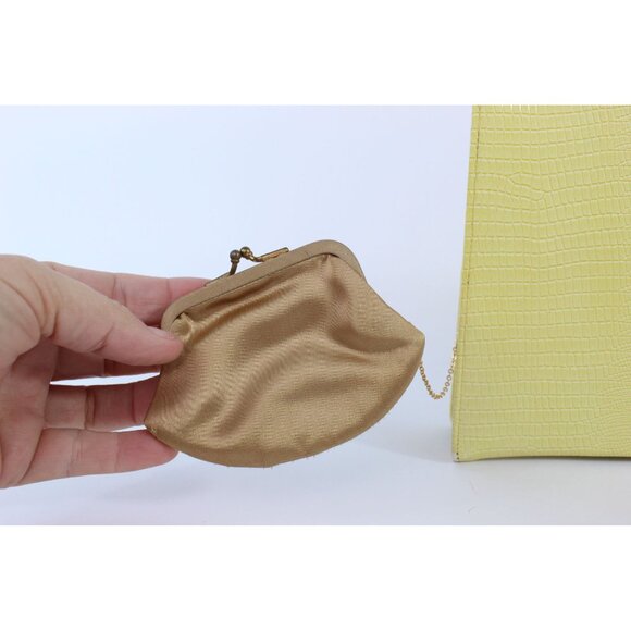 Vintage L & M After Five Bamboo Frame Clutch with Faux Lizard Finish and Attache - Picture 9 of 16